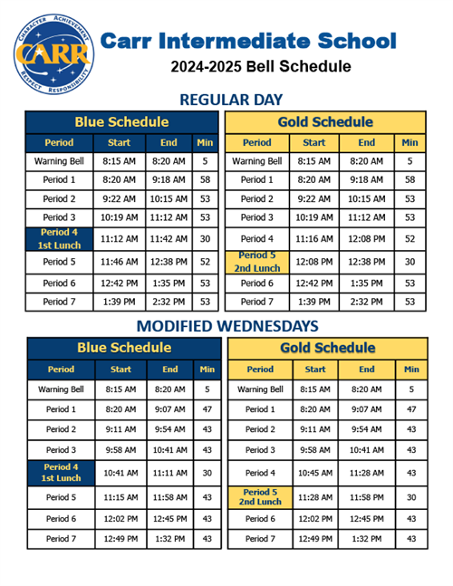 2024-2025 Bell Schedule